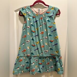 Mini Boden Corduroy Bird Print Dress 9-10Y